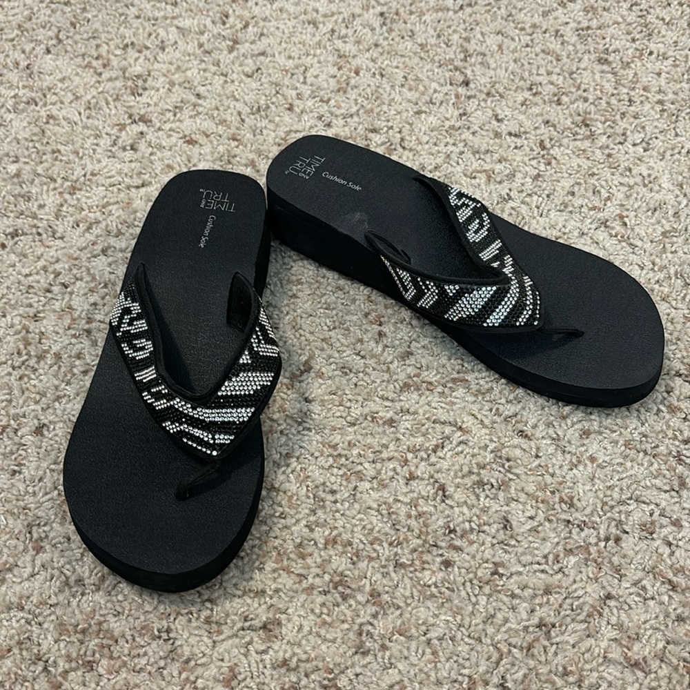 Rhinestone sandals.